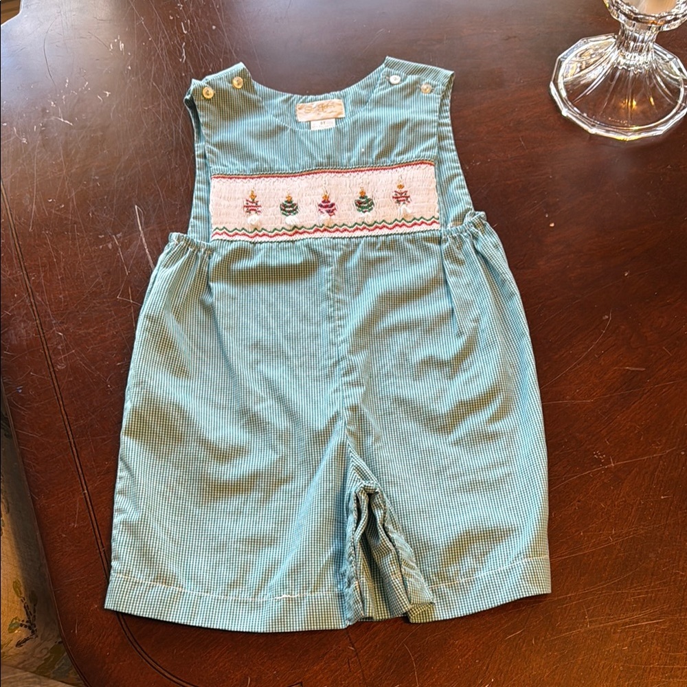 Kids Blue Embroidered Overalls